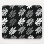 Elder Leaf Big Pattern Black White Grey Mousepad<br><div class="desc">Elder tree leaf silhouette in a surface pattern design with grey and white detail on a black background.</div>