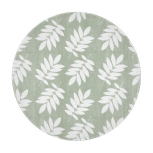 Elder Leaf Großes Muster Weiß auf Grün Schneidebrett