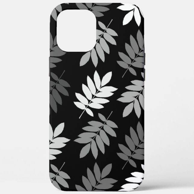 Elder Leaf Lg Muster Schwarz Weiß Grau Case-Mate iPhone Hülle (Rückseite)