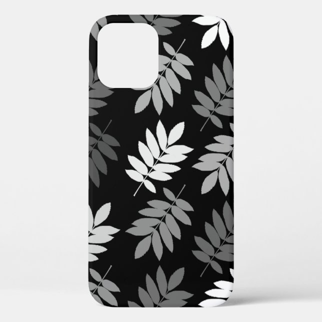 Elder Leaf Lg Muster Schwarz Weiß Grau Case-Mate iPhone Hülle (Rückseite)