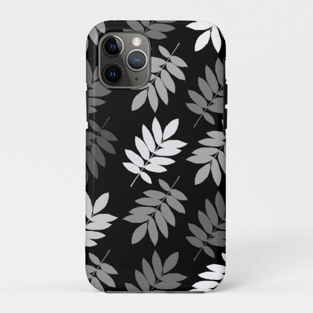 Elder Leaf Lg Muster Schwarz Weiß Grau Case-Mate iPhone Hülle (Rückseite)
