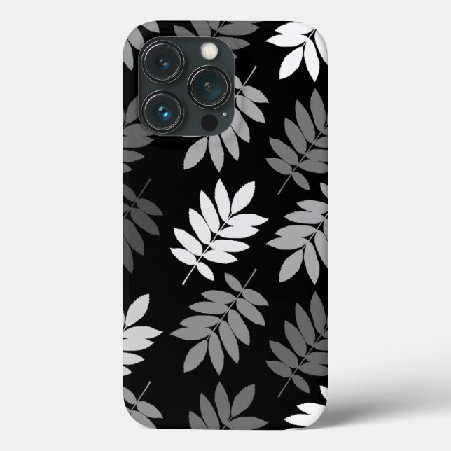 Elder Leaf Lg Muster Schwarz Weiß Grau Case-Mate iPhone Hülle (Rückseite)