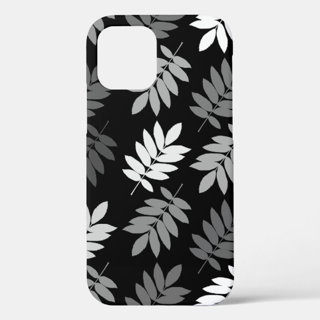Elder Leaf Lg Muster Schwarz Weiß Grau Case-Mate iPhone Hülle (Rückseite)