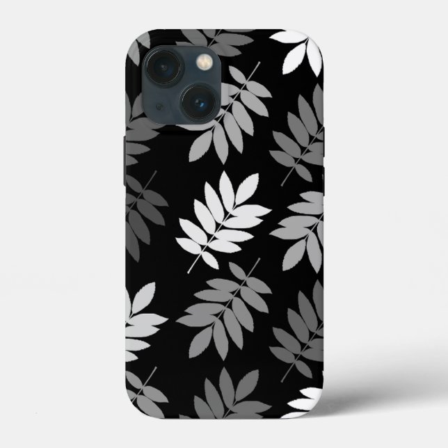 Elder Leaf Lg Muster Schwarz Weiß Grau Case-Mate iPhone Hülle (Rückseite)