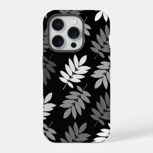 Elder Leaf Lg Muster Schwarz Weiß Grau iPhone 15 Pro Hülle