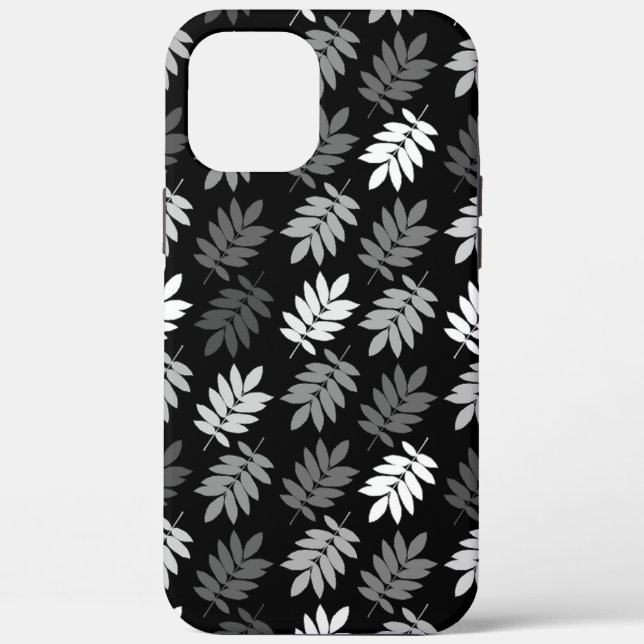 Elder Leaf Muster Schwarz Weiß Grau Case-Mate iPhone Hülle (Rückseite)