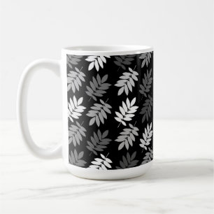 Elder Leaf Muster Schwarz Weiß Grau Kaffeetasse