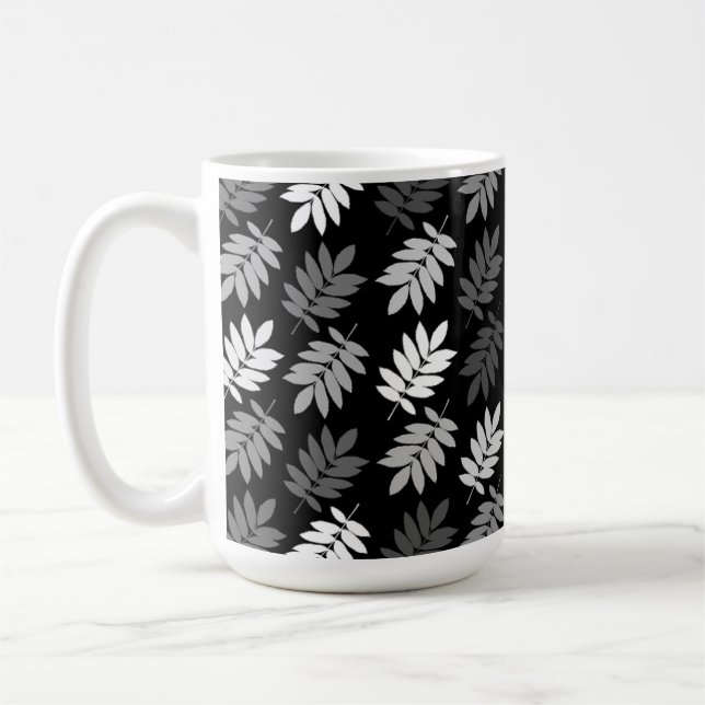 Elder Leaf Muster Schwarz Weiß Grau Kaffeetasse (Links)