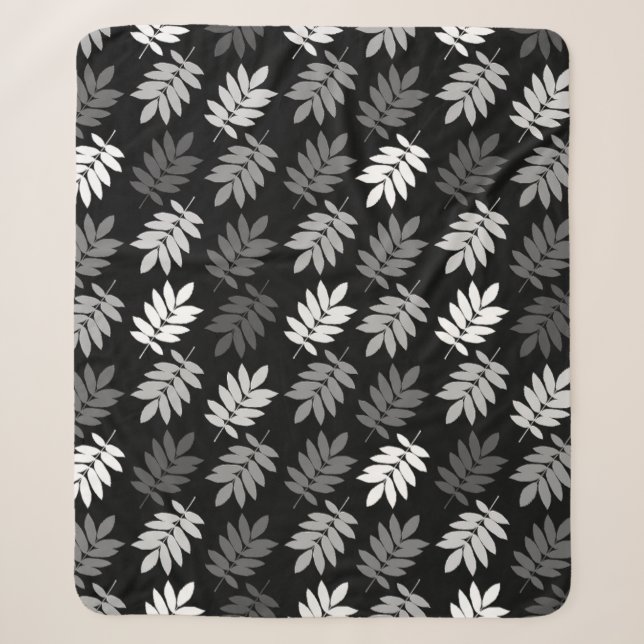 Elder Leaf Muster Schwarz Weiß Grau Sherpadecke (Vorderseite)
