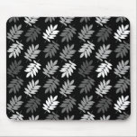 Elder Leaf Pattern Black White Grey Mousepad<br><div class="desc">Elder tree leaf silhouette in a surface pattern design with grey and white detail on a black background.</div>