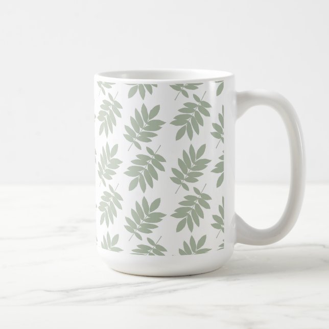 Elder Leaf Pattern Green+White Kaffeetasse (Rechts)