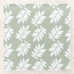 Elder Leaf Pattern White on Green Glasuntersetzer<br><div class="desc">Rustic Elder tree leaf silhouette in a surface pattern design with white detail on a green background.</div>