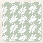 Elder Leaf Pattern White on Green Rechteckiger Pappuntersetzer<br><div class="desc">Rustic Elder tree leaf silhouette in a surface pattern design with white detail on a green background.</div>