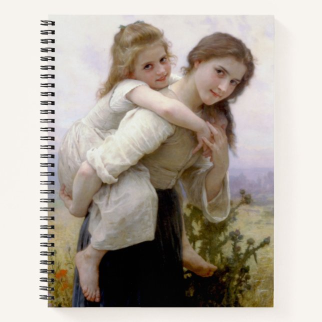 Elder Sister gibt jüngere Schwester Piggyback Ride Notizbuch (Vorderseite)