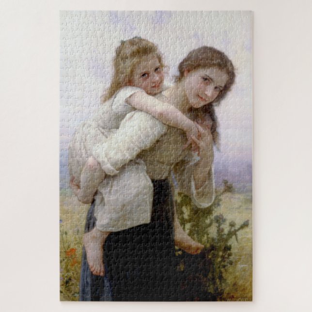 Elder Sister gibt jüngere Schwester Piggyback Ride Puzzle (Vertikal)