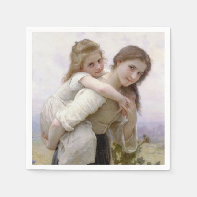 Elder Sister gibt jüngere Schwester Piggyback Ride Serviette (Vorderseite)