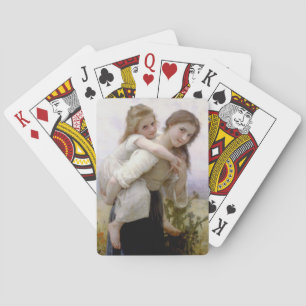 Elder Sister gibt jüngere Schwester Piggyback Ride Spielkarten