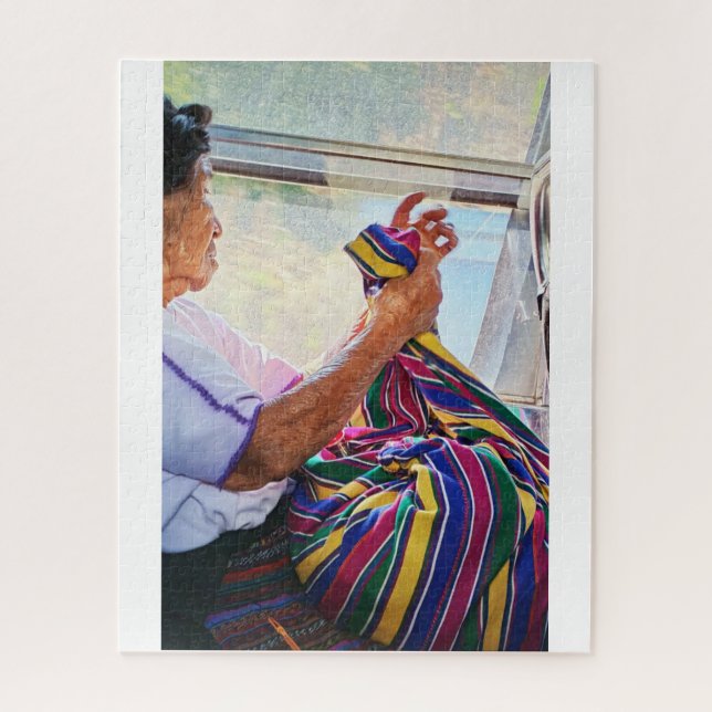 Elder Woman Sewing on Bus Puzzle (Vertikal)