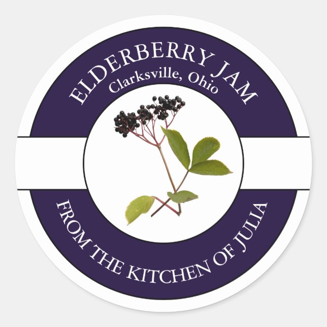 Elderberry Jam Label Runder Aufkleber (Vorderseite)