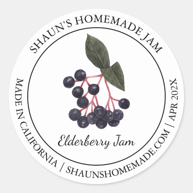 Elderberry Jam Modern label Runder Aufkleber (Vorderseite)
