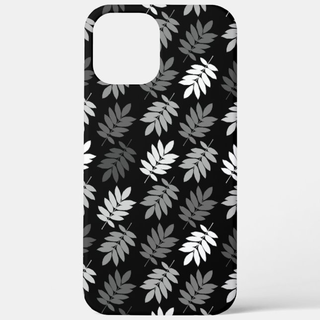 Elderblatt-Muster Schwarz Weiß Grau Case-Mate iPhone Hülle (Rückseite)