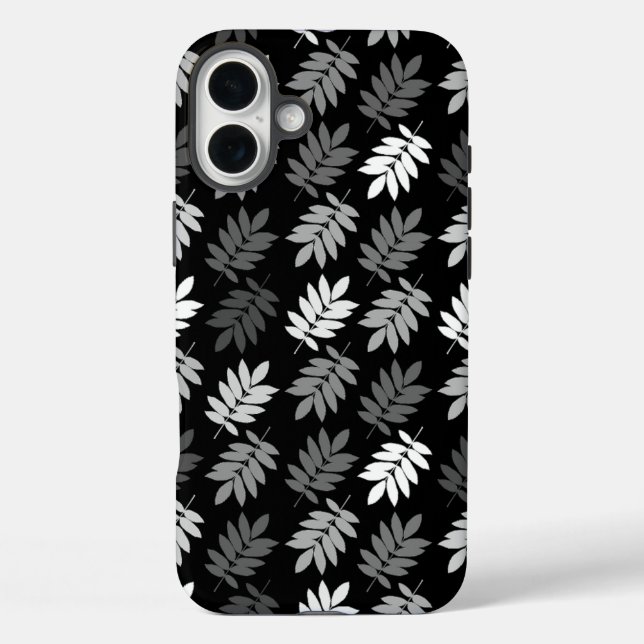 Elderblatt-Muster Schwarz Weiß Grau Case-Mate iPhone Hülle (Rückseite)