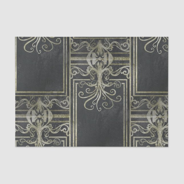 Eldrich-Gewebe-Papier (schwarz und Gold) Seidenpapier (Vorderseite)