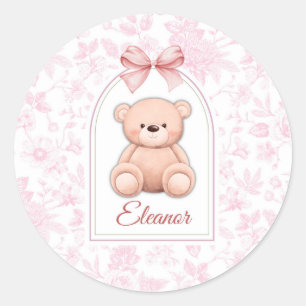 Eleanor Benutzerdefiniertes rosa Teddy-Bär-Kinde Runder Aufkleber
