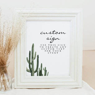 Eleanor - Bohemisches Cactus Editable Sign Minimal Poster