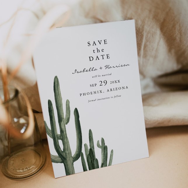 Eleanor - Minimal Saquaro Cactus Save the Date Einladung (Von Creator hochgeladen)