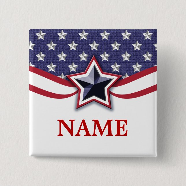 Election Campaign Pin Template Stars Stripes Button (Vorderseite)