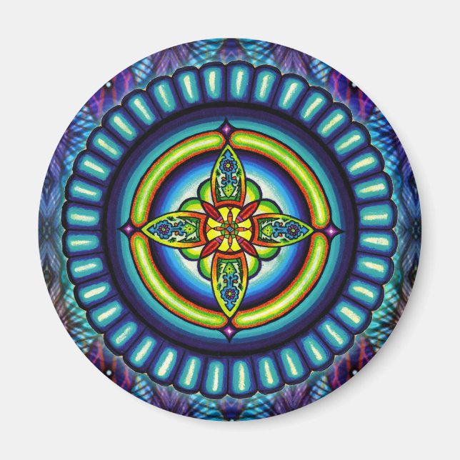 "Electra Star" Mandala von Jay Rizzi Magnet (Vorne)