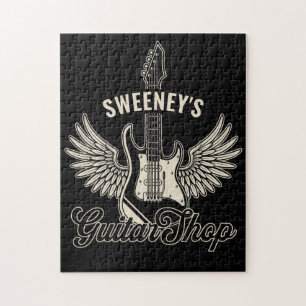 Electric Ax Wings ADD NAME Gitarrist Guitar Shop Puzzle