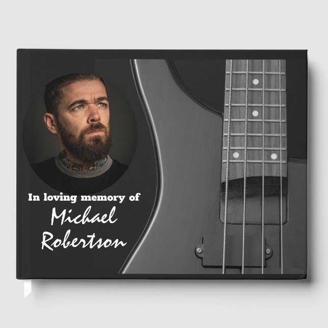 Electric Bass Guitar auf dem Black Memorial Gästeb Gästebuch (Vorderseite)