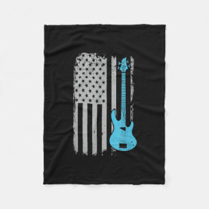 Electric Bass Guitar Player American Flag Musiker Fleecedecke
