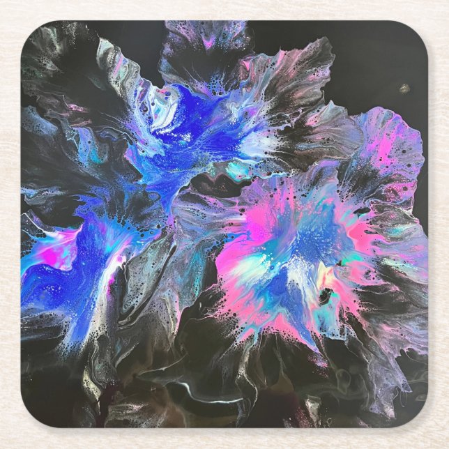 Electric Bloom Coaster Set - Abstract Rechteckiger Pappuntersetzer (Vorderseite)