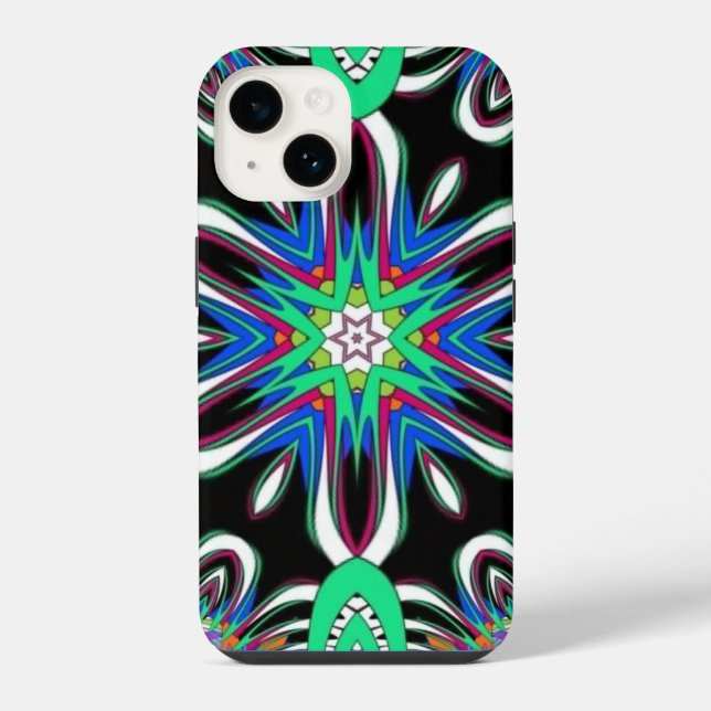 Electric Bloom Mandala iPhone Hülle (Rückseite)