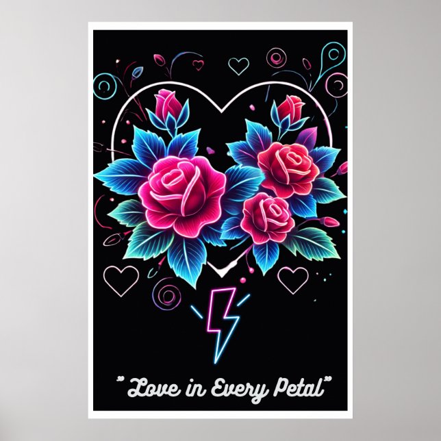 "Electric Bloom: Neon Liebe Symphony" Poster (Vorne)