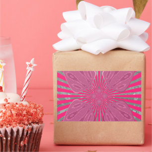 Electric Bloom Wings: Ein lebhafter Edgy und schön Rechteckiger Aufkleber