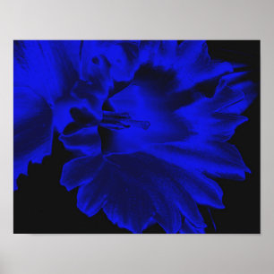 Electric Blue Abstrakt Daffodil Blume Art Poster