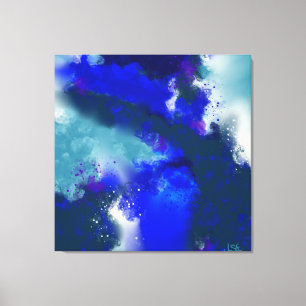 Electric Blue - Blue White Lila Abstrakt Art Leinwanddruck