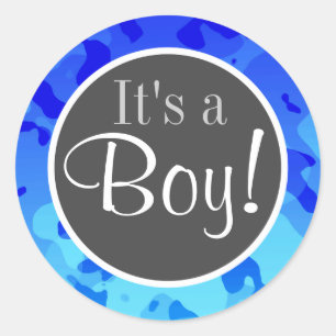 Electric Blue Camouflage; Camouflage Runder Aufkleber