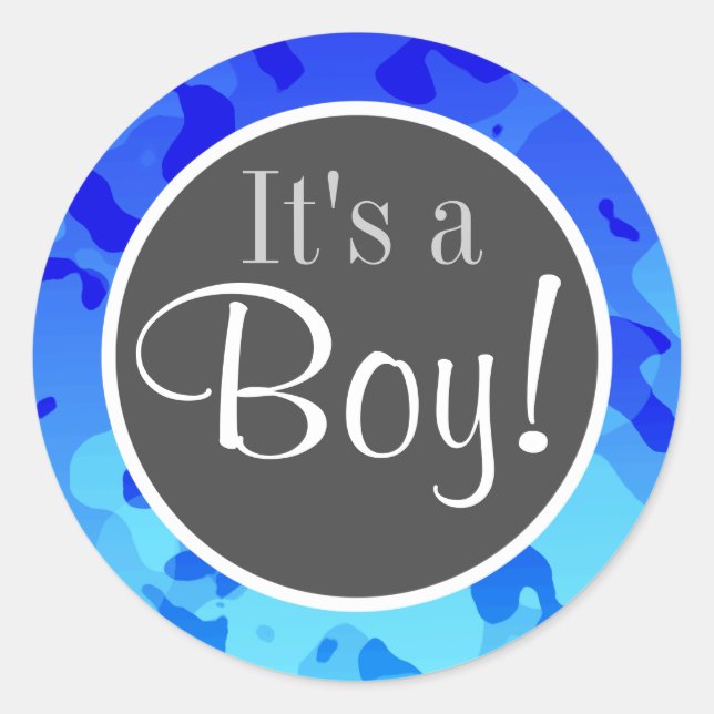 Electric Blue Camouflage; Camouflage Runder Aufkleber (Vorderseite)