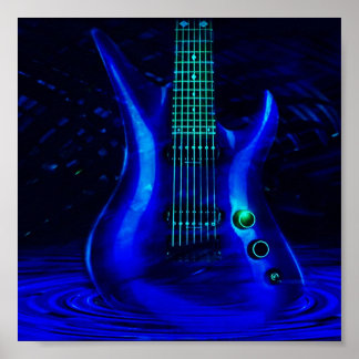 Electric Blue Guitar Poster
