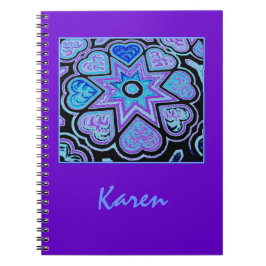 Electric Blue Hearts & Stars Notebook/Journal Notizblock