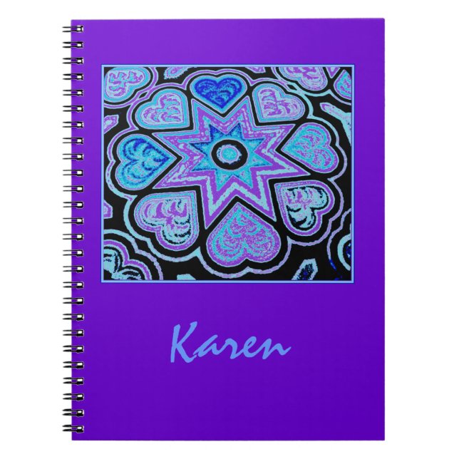 Electric Blue Hearts & Stars Notebook/Journal Notizblock (Vorderseite)