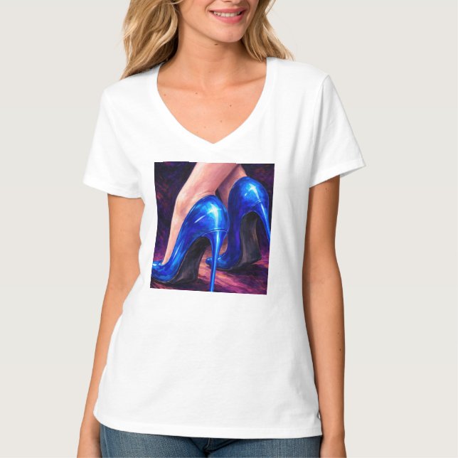 Electric Blue High Heels Fashion Abstract painting T-Shirt (Vorderseite)