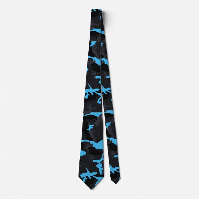 Electric Blue Highlights Camouflage Krawatte (Vorderseite)