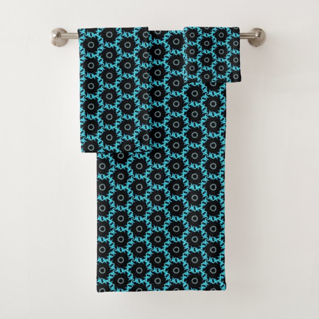 Electric Blue Mandala Badhandtuch Set (Insitu)