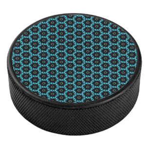 Electric Blue Mandala Eishockey Puck